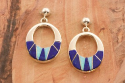 Calvin Begay Genuine Blue Lapis Sterling Silver Earrings